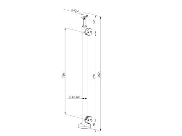 Edelstahl Pfosten Glashalter Vorderseite rund 42,4 mm Geländer Glasgeländer Sicherung oben unten Balkon